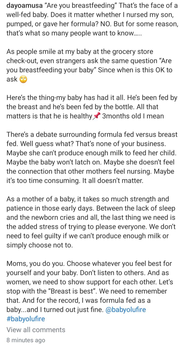 ‘I was fed the formula to my baby and it turned out very well.