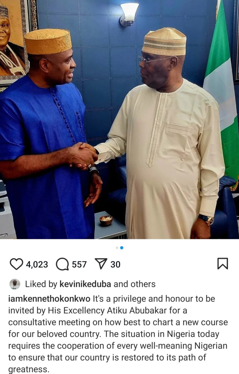 Kenneth Okonkwo meets at Atiku Abubakar in PDP after dumping Labour