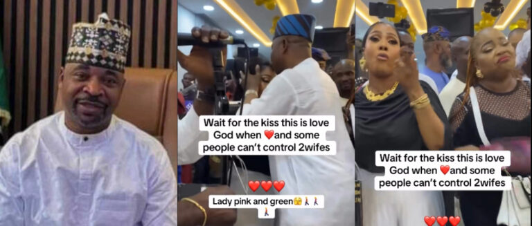 Netizens react to MC Oluomo’s viral video kissing 3 wives in public